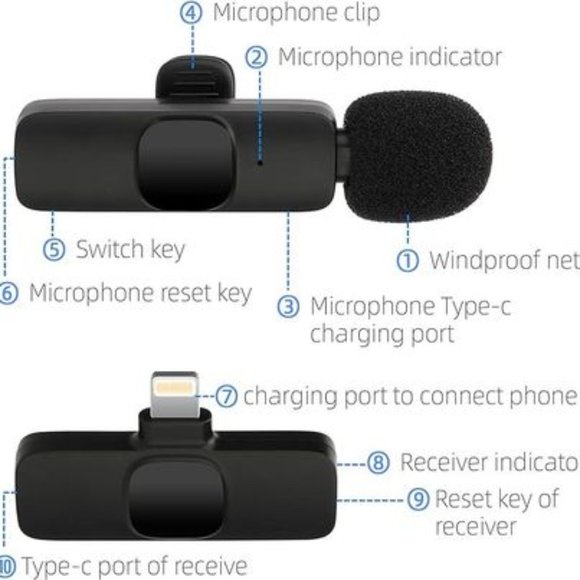 Wireless Lavalier Mic for iPhone 7 8 X XR XS 11 12 13 Max Pro SE iPad Mi… - Picture 3 of 7